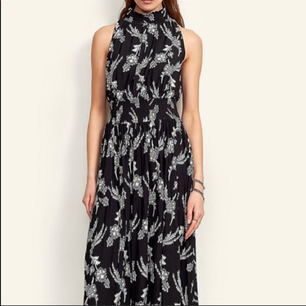 Ann Taylor NWT!!! High Neck Sleeveless Floral Black & White Midi Dress!